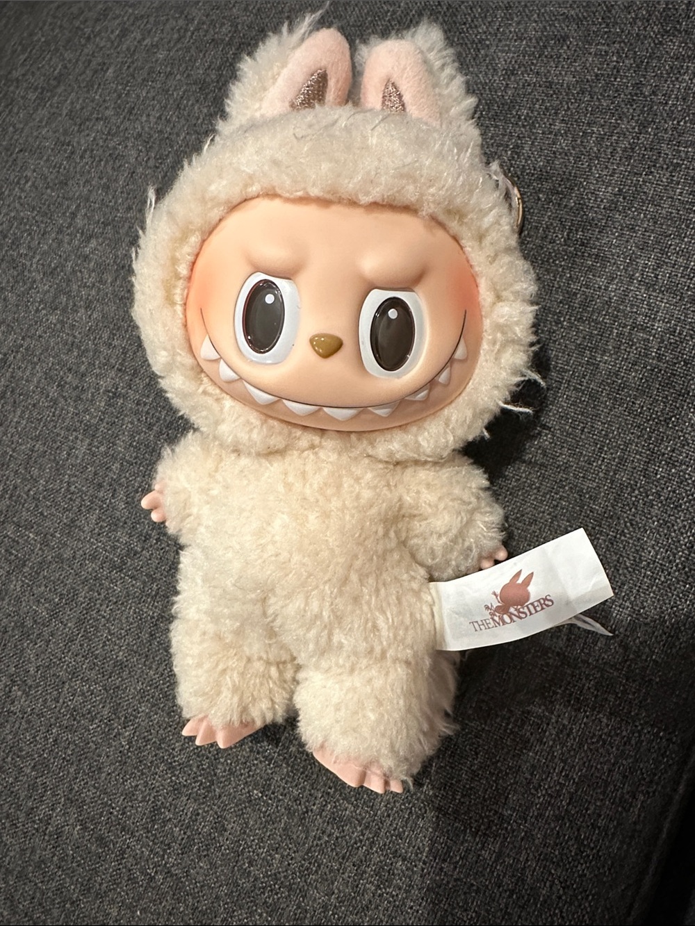 Plush Monster Doll in Cream with Peach Face